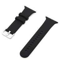 By Qubix - Rubberen sportbandje met gesp - Zwart - Compatible met Apple Watch 44mm / 45mm / 46mm / 49mm - Compatible Apple watch bandjes