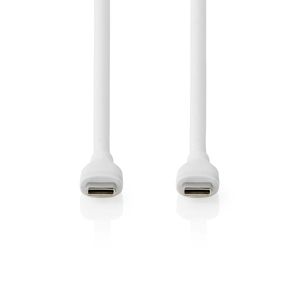 Nedis USB-Kabel | USB 2.0 | USB-C Male | USB-C Male | 60 W | 480 Mbps | Vernikkeld | 1.50 m | Rond | Silicone | Wit | Doos - CCGB60820WT15