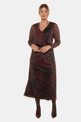 Ulla Popken Jurk, lage V-hals, chique jersey  - Grote Maten