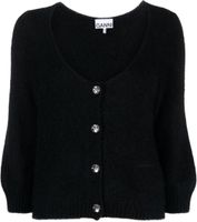 GANNI cardigan à logo brodé - Noir