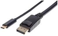 Manhattan USB type C naar DisplayPort-adapterkabel (converteert het Alternate-modesignaal in een DisplayPort 4K uitgangssignaal) 2 m zwart 152464