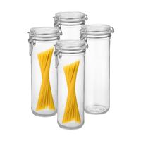 Spaghetti voorraad/weck pot - 4x - transparant - glas - 26 x 9 cm - 1,5 L - Bormioli Rocco - thumbnail