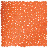 Douche/bad anti-slip mat badkamer - pvc - oranje - 54 x 54 cm - vierkant - thumbnail