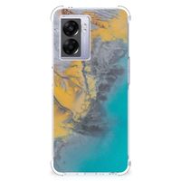 OPPO A77 5G | A57 5G Anti-Shock Hoesje Marble Blue Gold - thumbnail