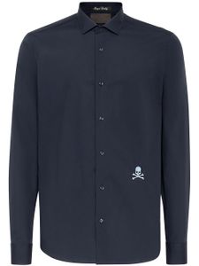 Philipp Plein chemise en coton à logo brodé - Bleu