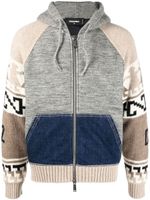 DSQUARED2 hoodie zippé en maille intarsia - Gris - thumbnail