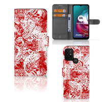 Telefoonhoesje met Naam Motorola Moto G10 | G20 | G30 Angel Skull Rood