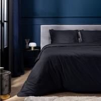 Presence Egyptisch katoen Plain Uni  Dekbedovertrek Kleur: Zwart, 240 x 200/220 cm Dekbedovertrek