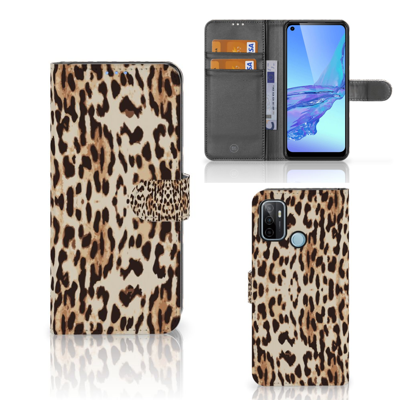 OPPO A53 | OPPO A53s Telefoonhoesje met Pasjes Leopard OPPO A53 | OPPO A53s Telefoonhoesje met Pasjes Leopard