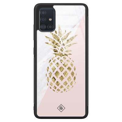 Samsung Galaxy A51 glazen hardcase - Ananas Samsung Galaxy A51 glazen hardcase - Ananas
