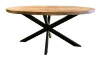 Livingfurn Ovale Bartafel Sturdy Mangohout en staal, 200 x 100cm - Ovaal - thumbnail