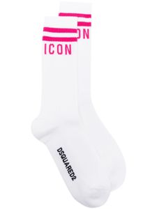 DSQUARED2 intarsia-knit logo ribbed socks - Blanc