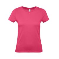 Set van 2x stuks fuchsia roze basic t-shirts met ronde hals voor dames van katoen, maat: XL (42) - thumbnail