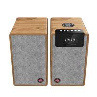 Avlove Avl2b - Microset Speaker Set / Luidsprekers - Sterke Bass - Bamboe/grijs Design