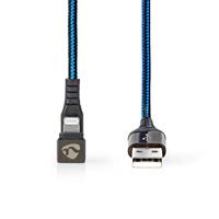 Nedis USB-kabel - Apple Lightning 8-Pin - USB-A-stekker - vernikkeld - 1.00 m - rond - gevlochten/nylon - zwart/blauw