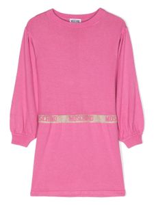 Moschino Kids robe en maille à bande logo - Rose