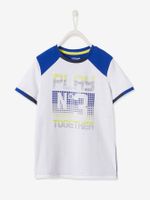 Tweekleurig sport T-shirt voor jongens van technisch materiaal met pixeleffect wit - thumbnail