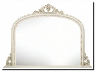 Schouwspiegel met boog en kuif Dax Ivoor crackele Schouwspiegel met boog en kuif Dax Ivoor crackele