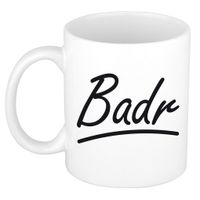 Naam cadeau mok / beker Badr met sierlijke letters 300 ml - thumbnail