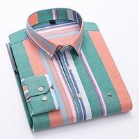Voor heren Klassiek Casual Overhemd Normale pasvorm Lange mouw Revers Streep Katoenmix Wit Groen Licht Grijs 2023 Lightinthebox