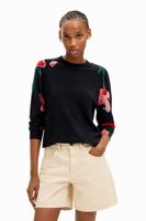 Trui aquarel bloemen - BLACK - S