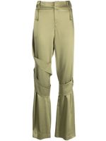 Blumarine pantalon droit en satin à détail de sangles - Vert