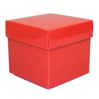 Luxe cadeaudoosje met deksel - rood metallic - 10 x 10 x 10 cm - vierkant