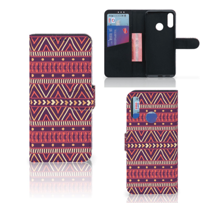 Motorola Moto E6 Plus Telefoon Hoesje Aztec Paars