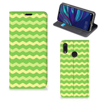 Huawei Y7 hoesje Y7 Pro (2019) Hoesje met Magneet Waves Green - thumbnail