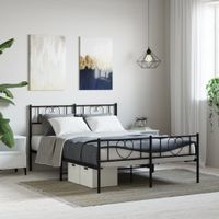 Bedframe met hoofd- en voeteneinde metaal zwart 135x190 cm