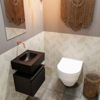 Mondiaz Andor toiletmeubel 40cm mat zwart met zwarte wastafel midden zonder kraangat