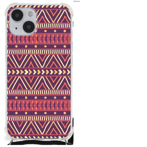 iPhone 14 Plus Doorzichtige Silicone Hoesje Aztec Paars