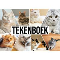 Bellatio Decorations Schetsboek - katten - A4 - tekenboek - schetsblok - 50 vellen