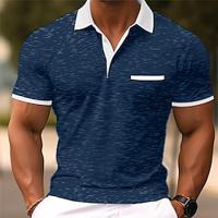 Voor heren Sportpolo Golfshirt Sport Revers Korte mouw Modieus Basic Kleurenblok Lapwerk Zomer Normale pasvorm Zwart Rood Marineblauw Licht Grijs Sportpolo Lightinthebox