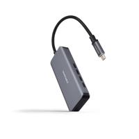 Nanocable 10.16.4504 USB-C-hub, stekker naar 4 x USB-C-aansluiting, aluminium, 10 cm, grijs, USB 3.2 Gen 1, compatibel met Windows, MacOS en Linux
