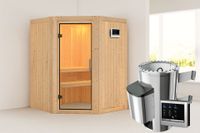 Karibu | Nanja Sauna | Helderglas Deur | Biokachel 3,6 kW Externe Bediening - thumbnail