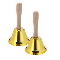 Set van 2x stuks tafelbellen/handbellen goud 12 cm - thumbnail