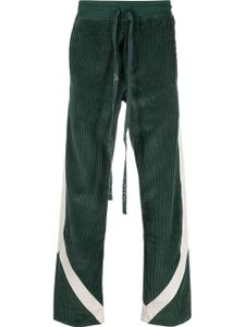 RHUDE pantalon de jogging en velours côtelé à rayures - Vert