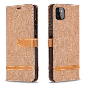 Samsung Galaxy A51 hoesje - Bookcase - Pasjeshouder - Portemonnee - Vintage - Stof - Kunstleer - Bruin