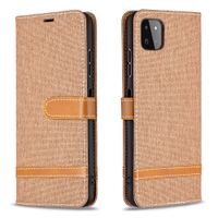 Samsung Galaxy A51 hoesje - Bookcase - Pasjeshouder - Portemonnee - Vintage - Stof - Kunstleer - Bruin - thumbnail