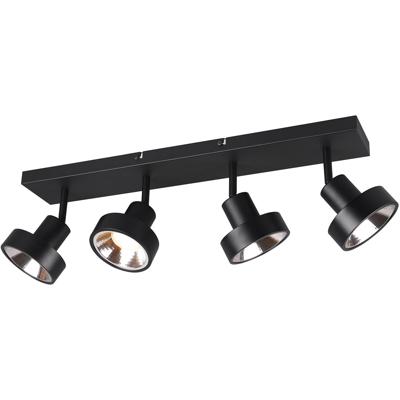 LED Plafondspot - Trion Leonida - GU10 Fitting - 4-lichts - Rechthoek - Mat Zwart - Aluminium