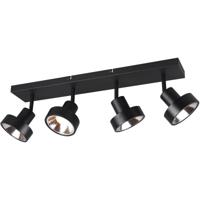 LED Plafondspot - Trion Leonida - GU10 Fitting - 4-lichts - Rechthoek - Mat Zwart - Aluminium