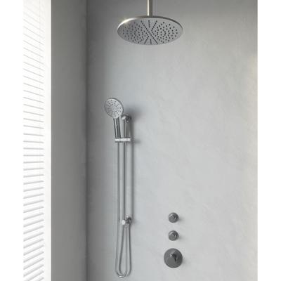 Regendoucheset Inbouw Plafond Brauer 30cm Rond Geborsteld Nikkel PVD 3 Greeps Thermostaatkraan Glijstang en Handdouche