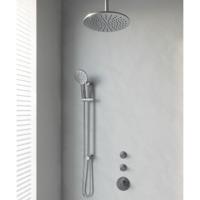 Regendoucheset Inbouw Plafond Brauer 30cm Rond Geborsteld Nikkel PVD 3 Greeps Thermostaatkraan Glijstang en Handdouche