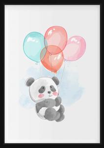 Poster - Panda met kleurrijke ballonnen