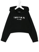 Balmain Kids sweat à capuche à logo miroir - Noir