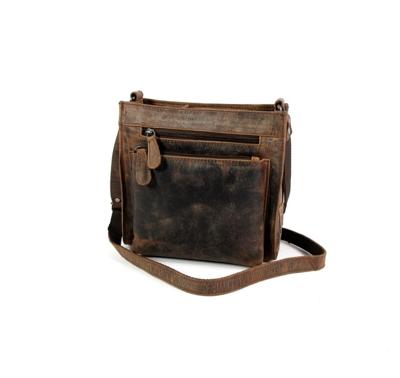 Hunter leren vierkant dames schoudertasje bruin