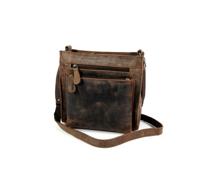 Hunter leren vierkant dames schoudertasje bruin