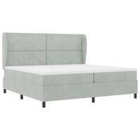 vidaXL Boxspringbed met matras fluweel lichtgrijs 200x200 cm