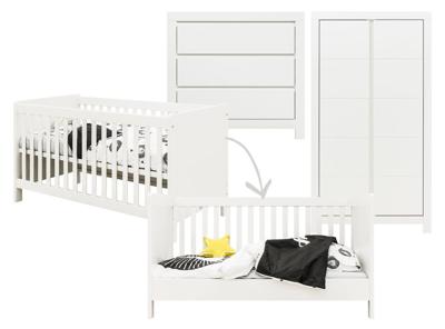 Bopita Thijn 3-delige meegroeikamer met groeven - Wit
